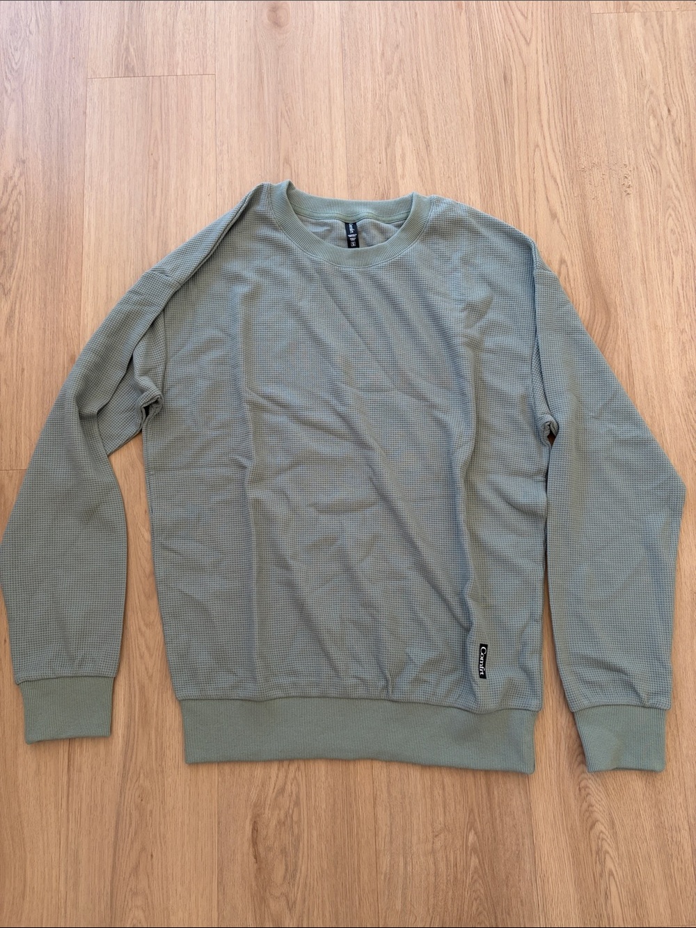 Comfort Crewneck Waffle Knit Sweater - Sage Green- Small